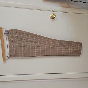 Banana Republic Sloan Pants, Size 6. Tan/Red Plaid